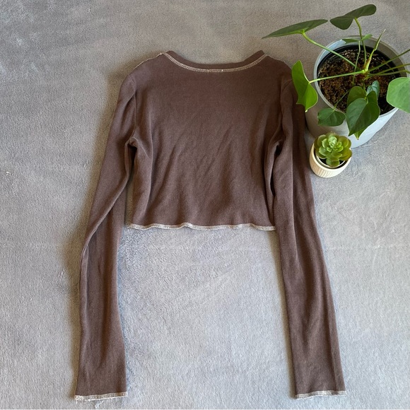 Garage brown Kylie exposed seams long sleeve top size M - Picture 6 of 8